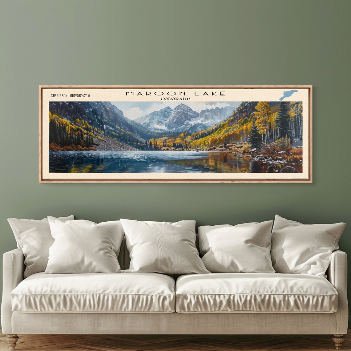 Maroon Lake Colorado Maroon Bells Golden Aspen Mirror Lake Art Poster - Image 2