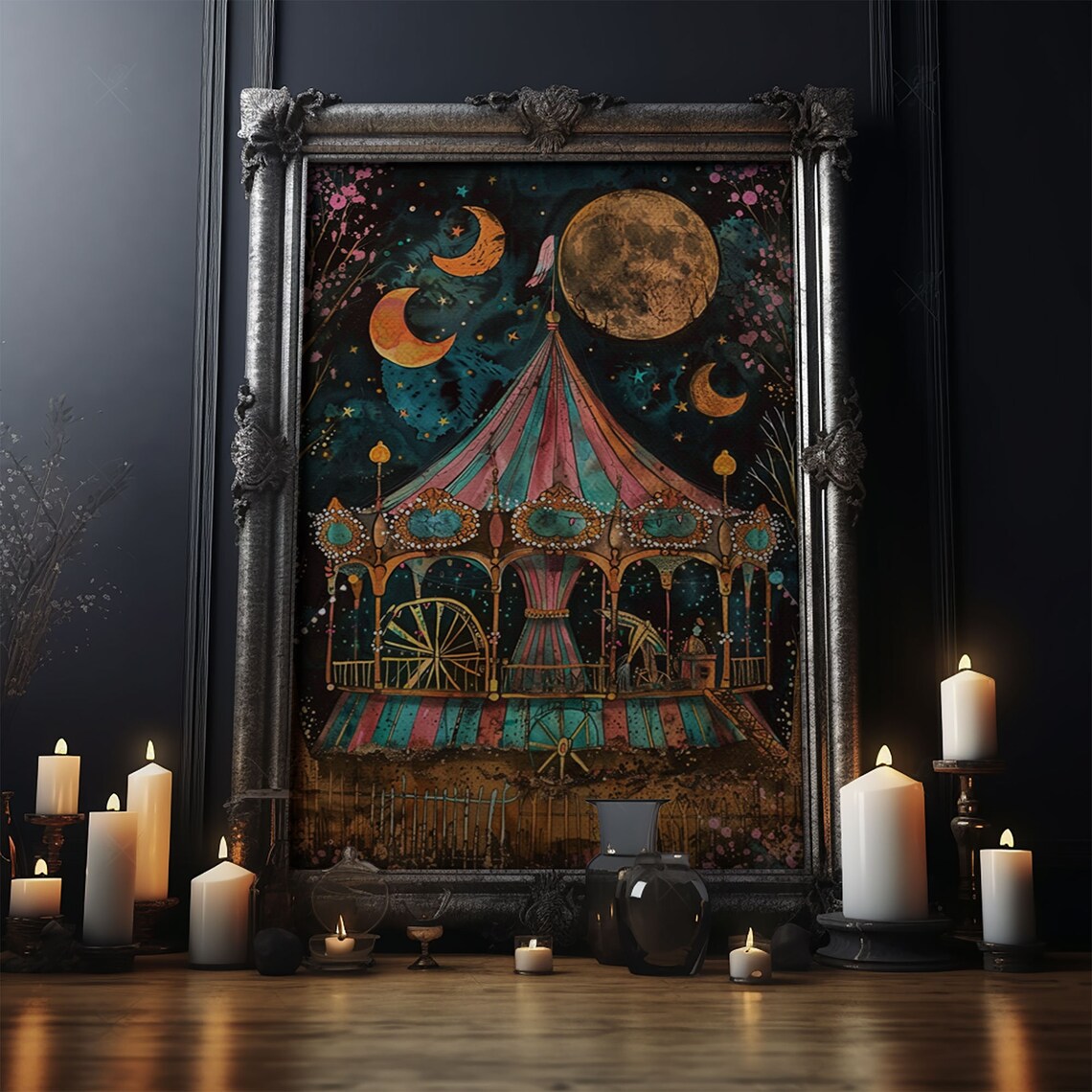 Spooky Haunted Carnival Halloween Cottage Core Art Print - Image 4