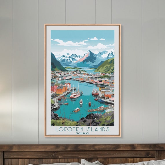 Lofoten Islands Travel Poster Print Framed Wall Art Metal Wall Art Norway Art Gift For Him Original Wall Art Travel Gift