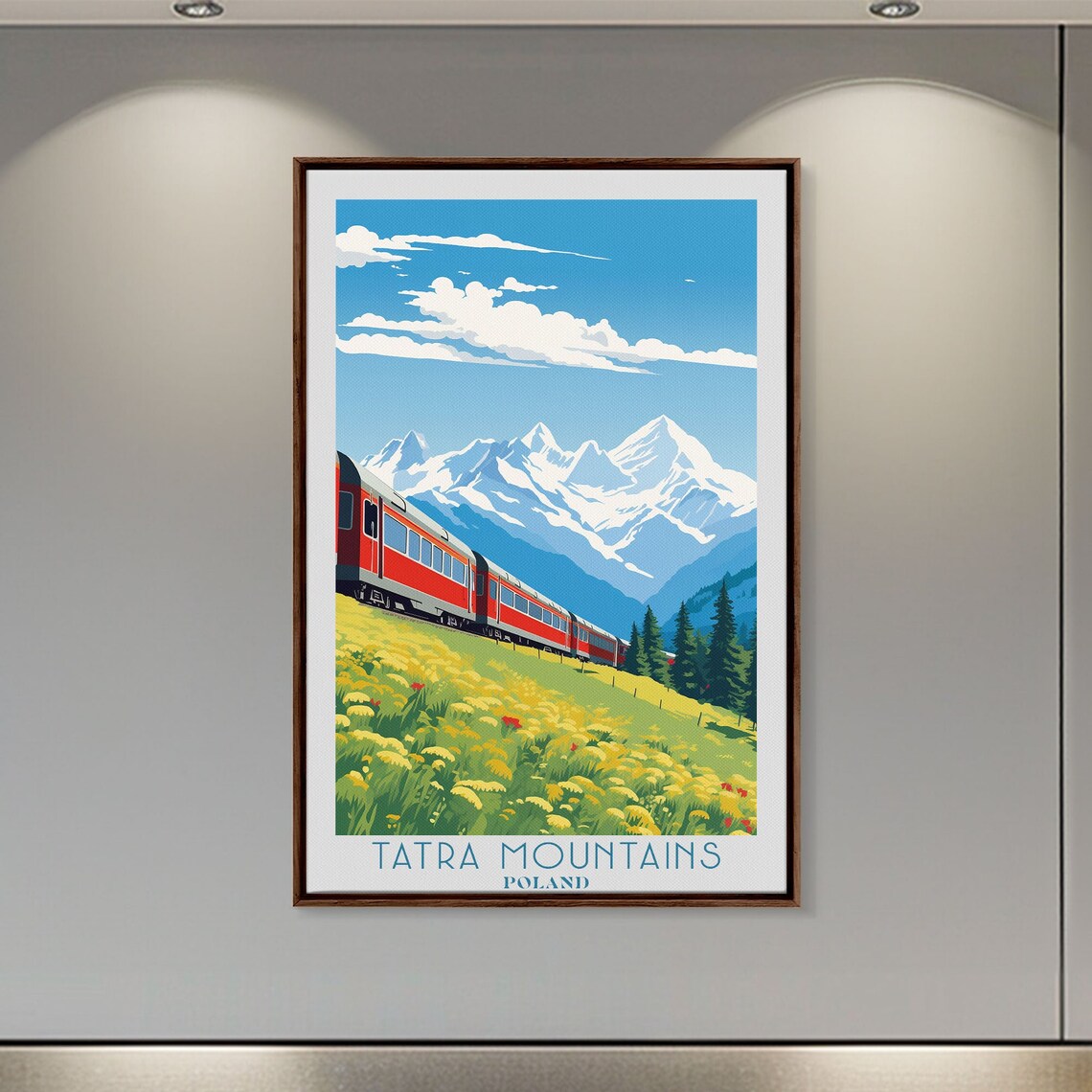 Tatra Mountains Poland Red Train Flower Meadow Snow Peaks Travel Poster - Image 6