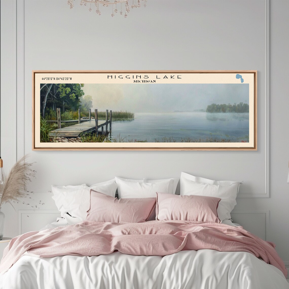 Higgins Lake Michigan Travel Poster, Lake House Art - Image 4