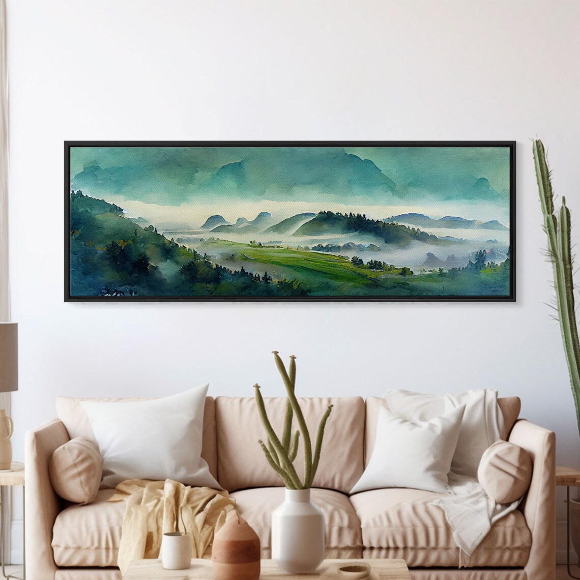 Emerald Green Landscape Watercolor Art Print