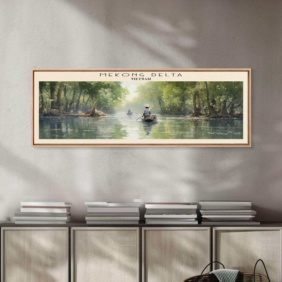 Mekong Delta Vietnam River Boatman Lush Banks Panoramic Poster - Image 3