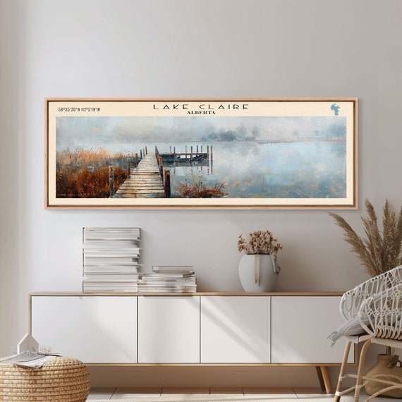 Lake Clairei Framed Print Lake House Decor Panoramic Wall Art Travel Poster Beautiful Lake Painting Home Art