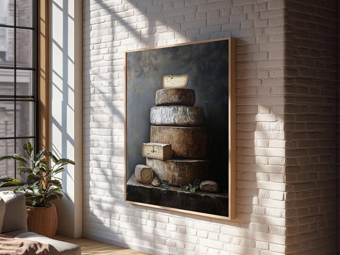 Cheese Still Life Rustic Farmhouse Kitchen Art - Image 4