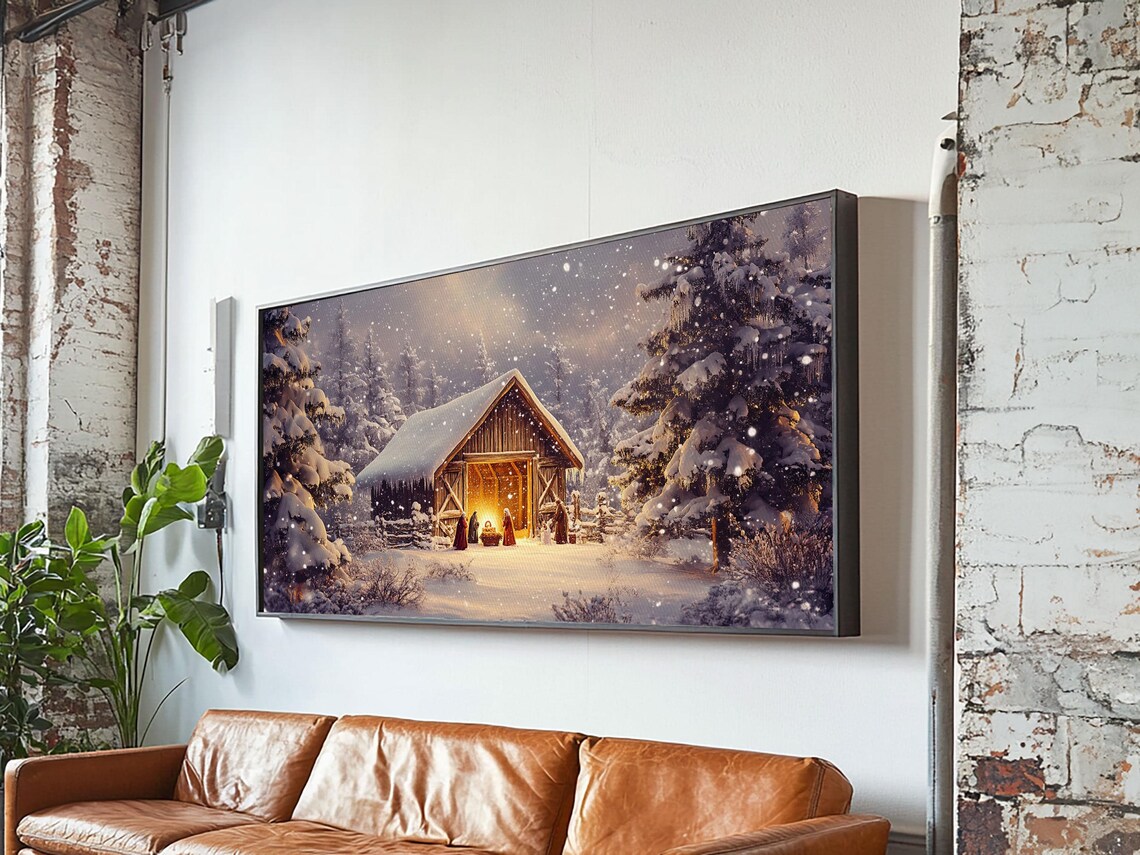 Nativity Scene, Christmas Oil-Painting-Style Art Print - Image 5