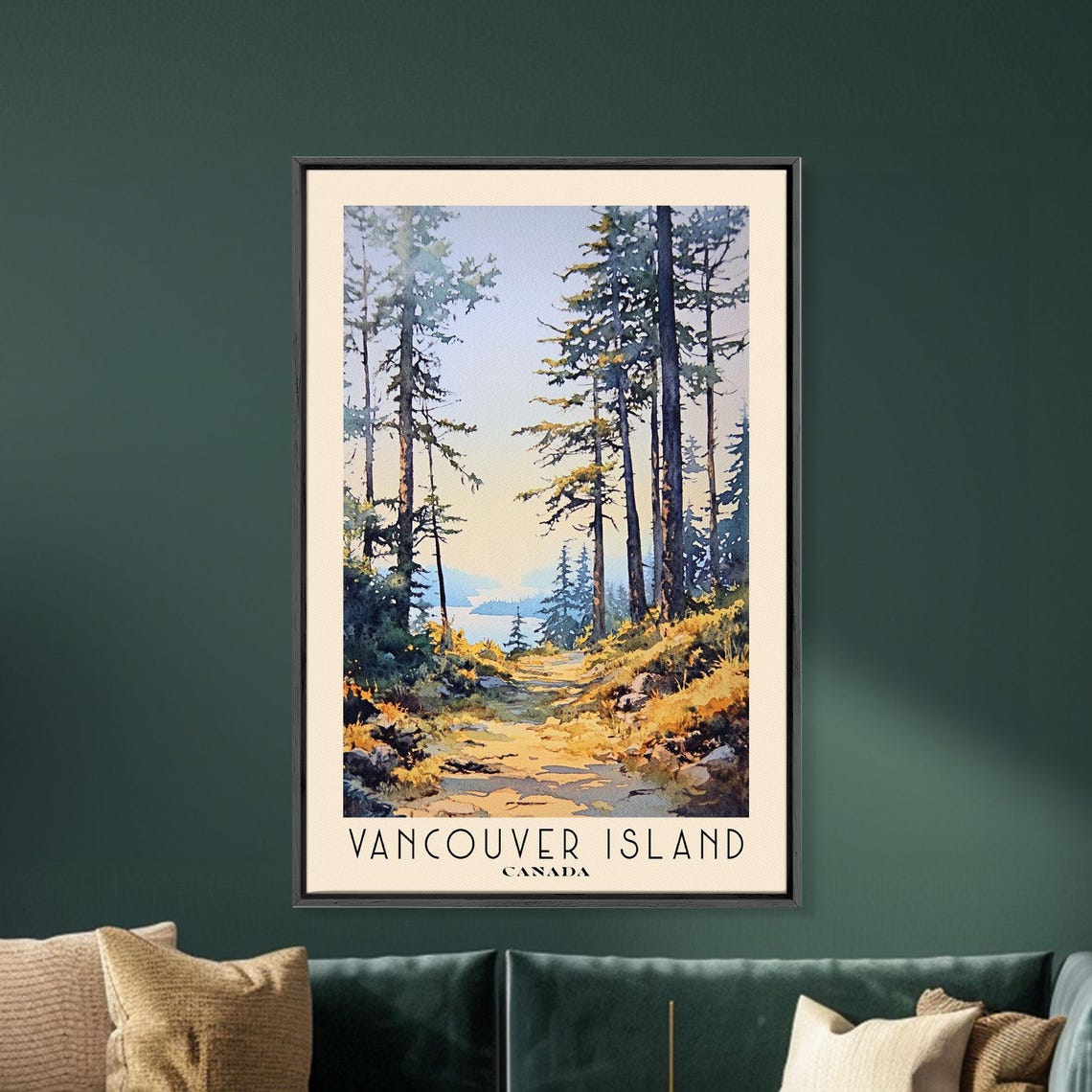 Vancouver Island Canada Watercolor Beach Print Vacation Gift Canada Wall Art Framed Print Framed Beach Painting - Image 5