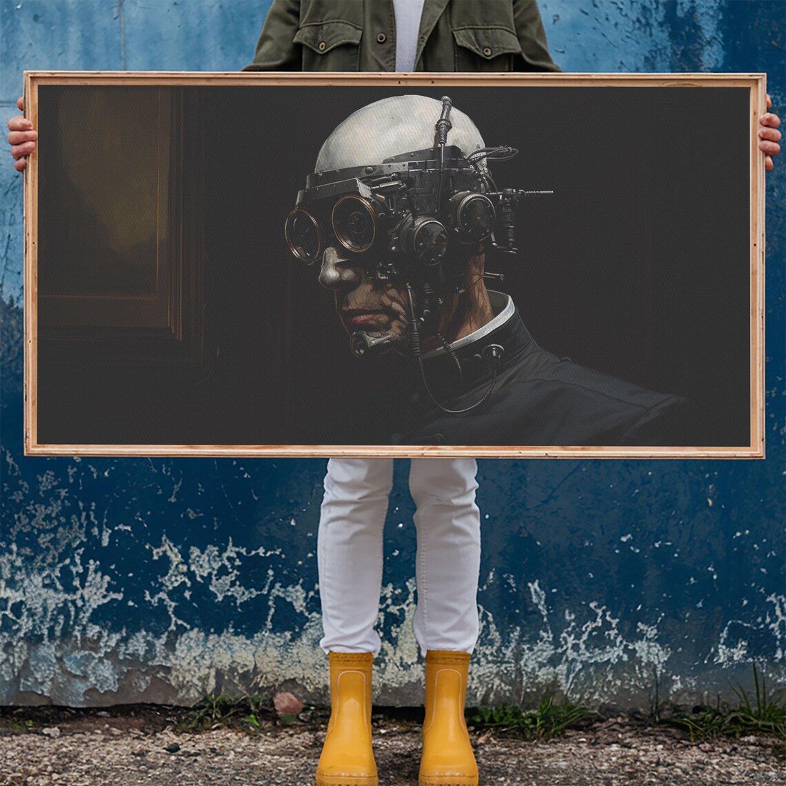Steampunk Cyborg Portrait With Mechanical Goggles Dark Victorian Poster - Image 5