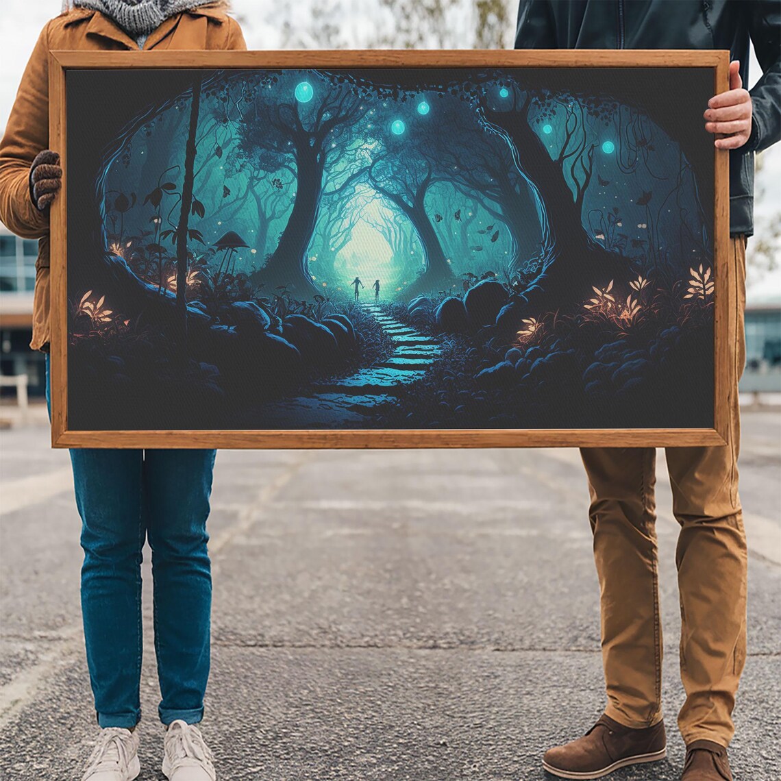 Beautiful Fantasy Art Framed Print Moonlit Forest Floor Fantasy Concept Art - Image 3