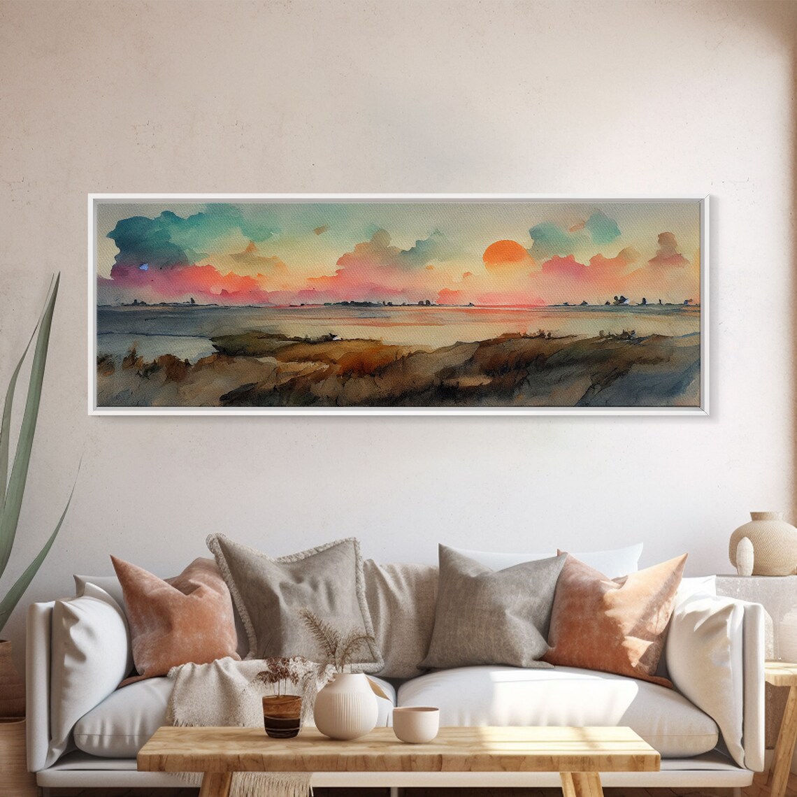 Watercolor Landscape Sunset, Hazy Smoky Sky Art Print - Image 6