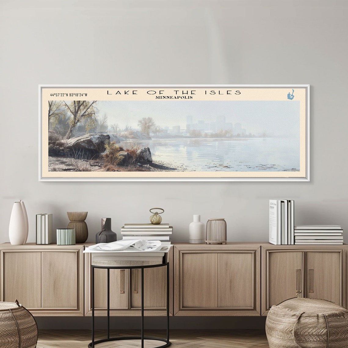 Lake of the Isles Minneapolis Skyline Mist Panoramic Travel Poster - Image 4