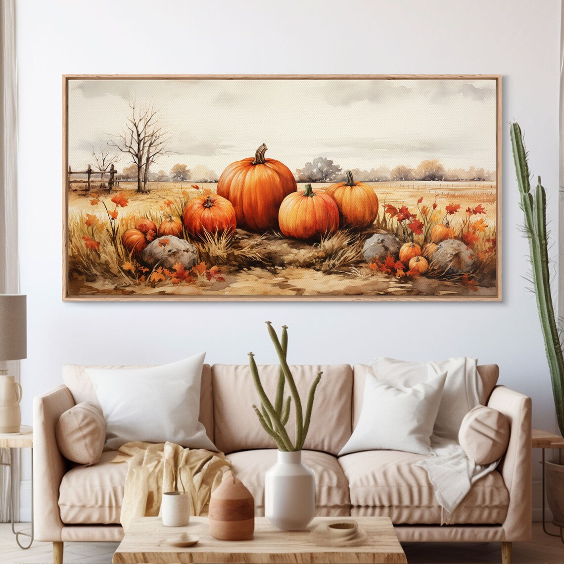 Pumpkins Still Life, Vintage Farmhouse Art Print - Image 3