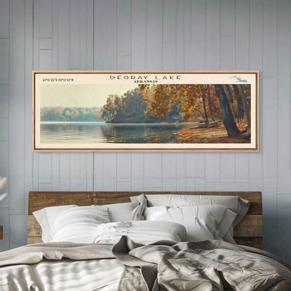 Degray Lake Arkansas Framed Print Lake House Decor Panoramic Wall Art Travel Poster Modern Lake Painting Nature Art