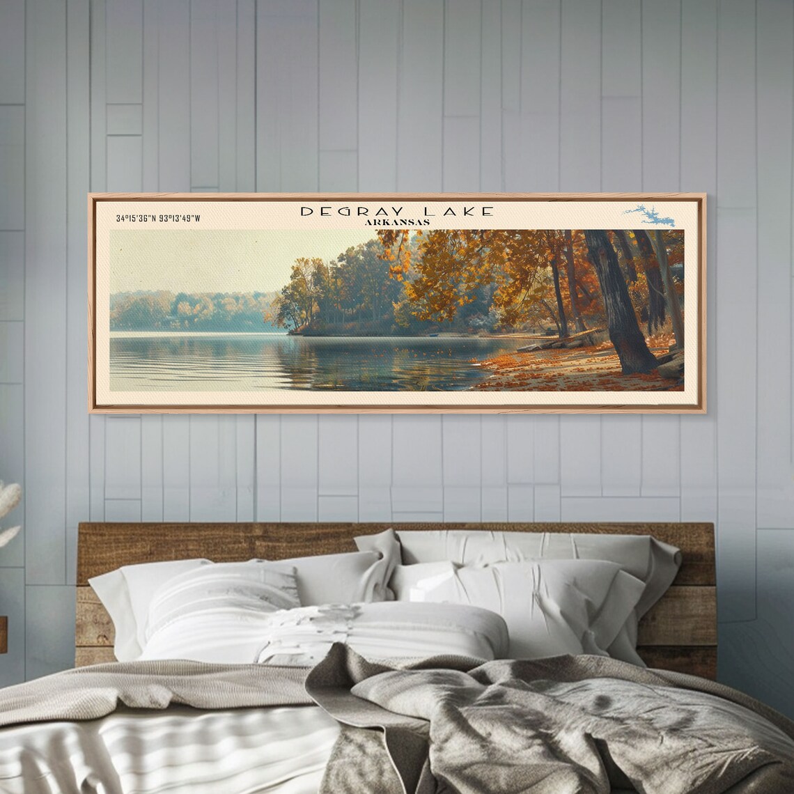 Degray Lake Arkansas Golden Autumn Trees Calm Water Travel Poster