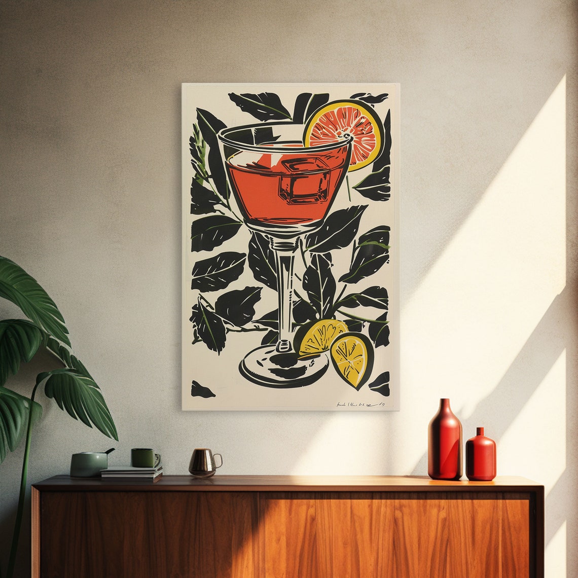 Vintage Orange Cocktail Coupe Glass Citrus Retro Bar Wall Art Poster - Image 4