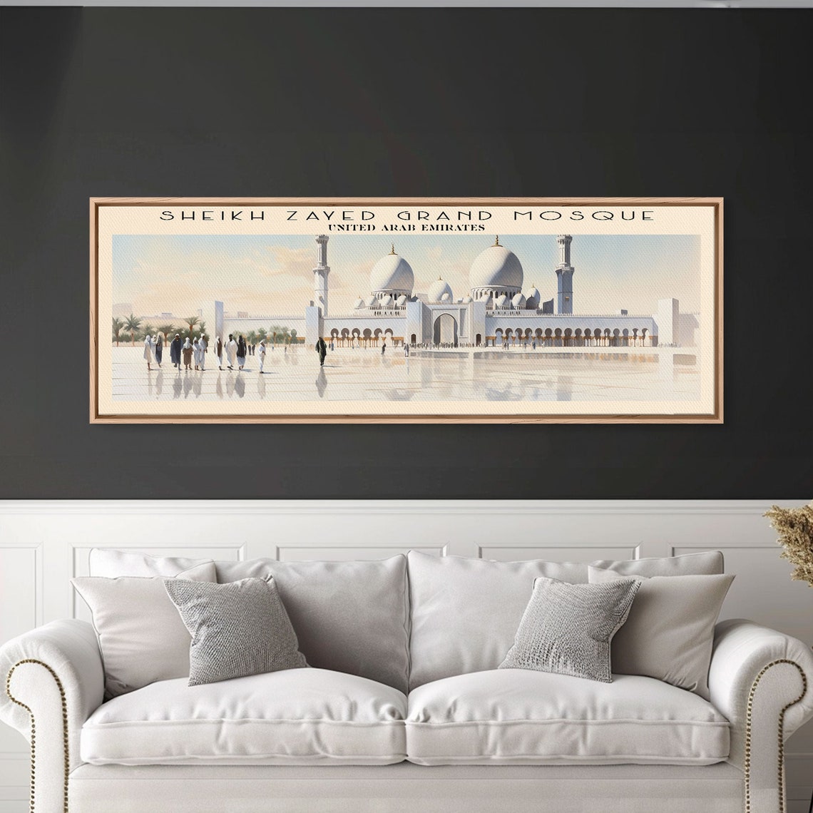 Sheikh Zayed Grand Mosque UAE White Domes Courtyard Travel Poster