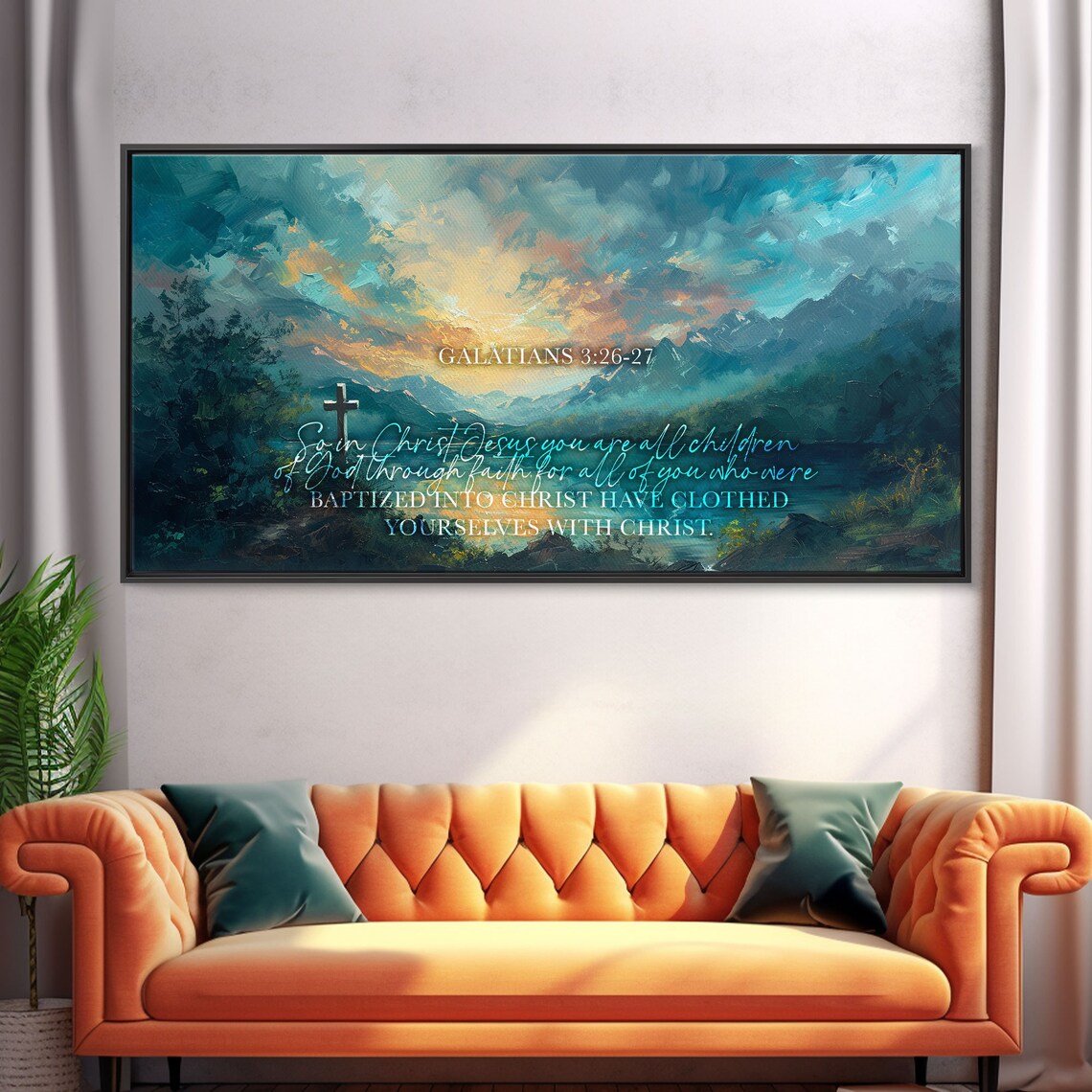 Galatians 3:26-27 Children of God Cross Mountain Bible Verse Wall Art - Image 5