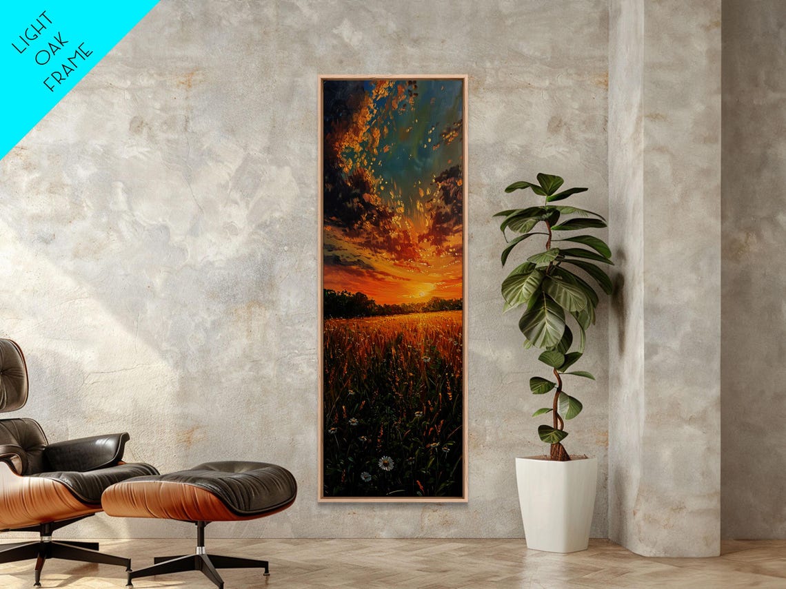 Wheat Fields At Sunset Framed Print Beautiful Wall Art Skinny Art Tall Art Statement Piece Living Room Decor - Image 6