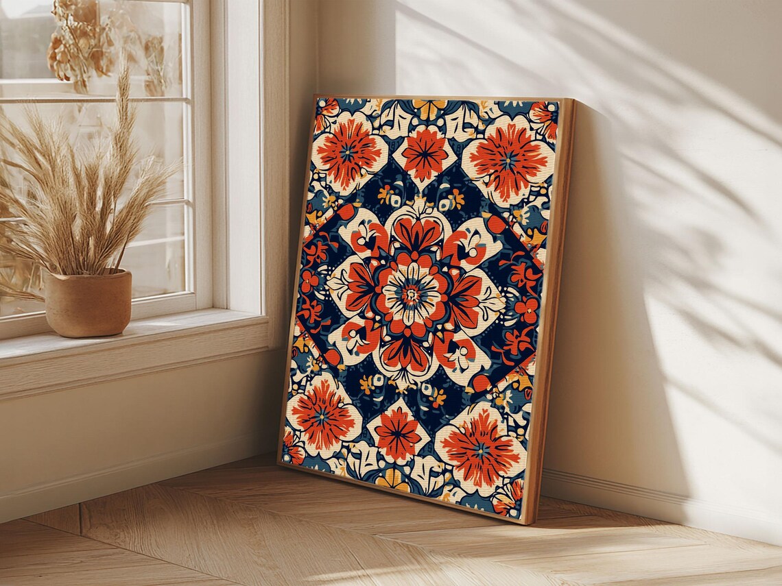 Floral Mexican Tile Pattern Art Print, Southwestern Style - Image 3