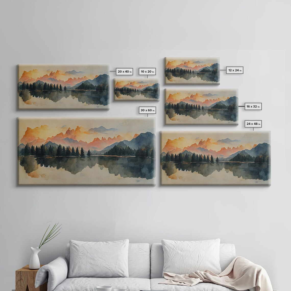 Forest Fire Watercolor Landscape Art Print, Living Room - Image 2
