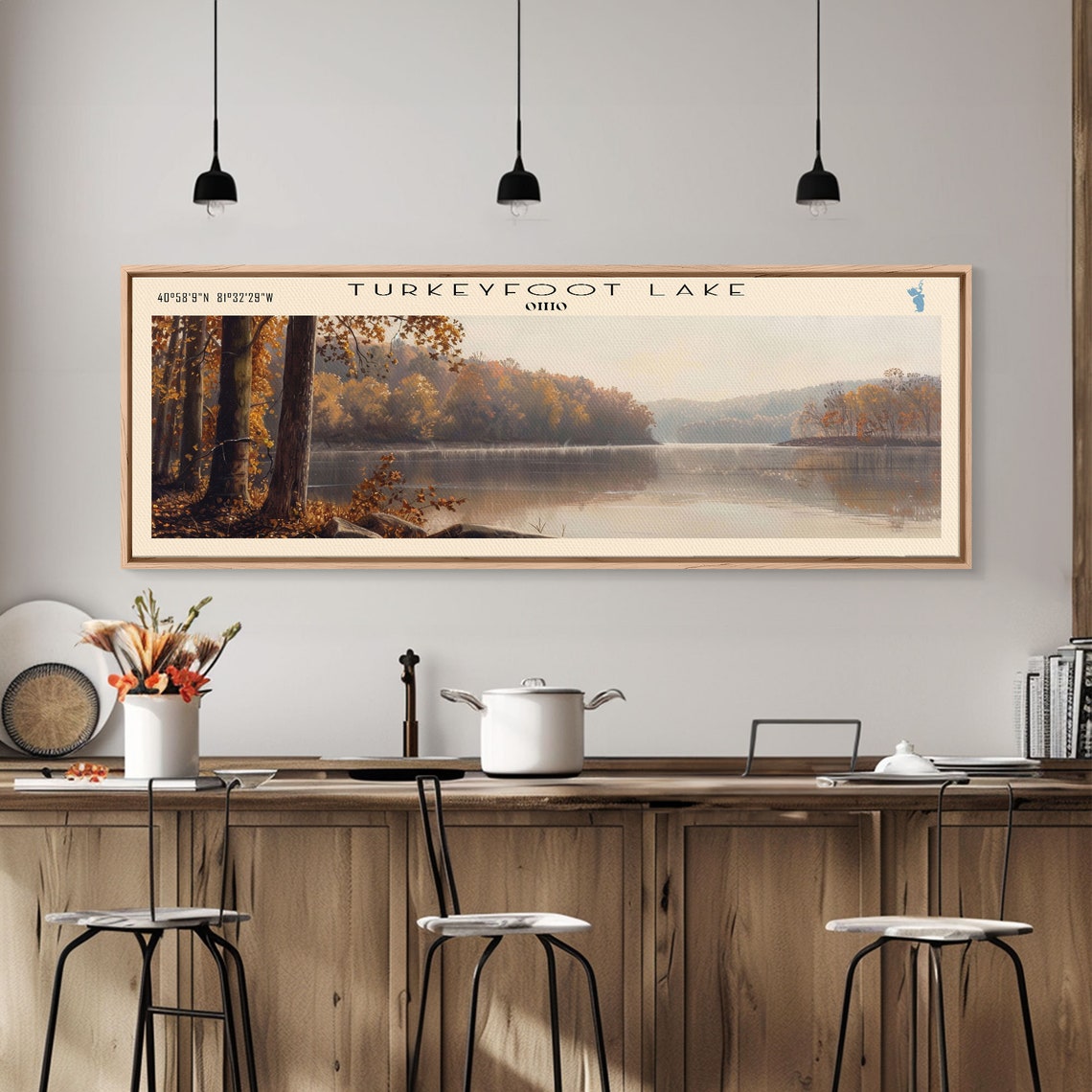 Turkeyfoot Lake Ohio Panoramic Autumn Trees Calm Shore Wall Art Poster - Image 5