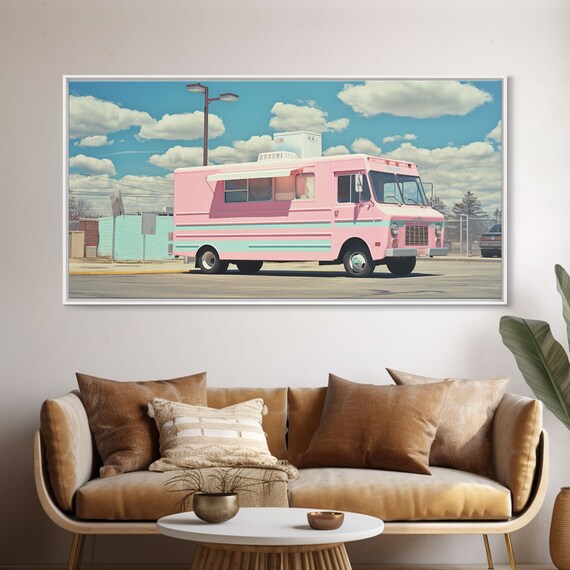 Retro Vaporwave Ice Cream Truck, Vintage Style Art Print