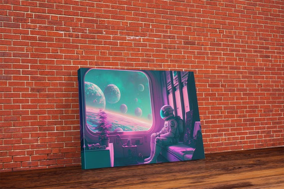 Vaporwave Astronaut Riding The Space Train Art Print