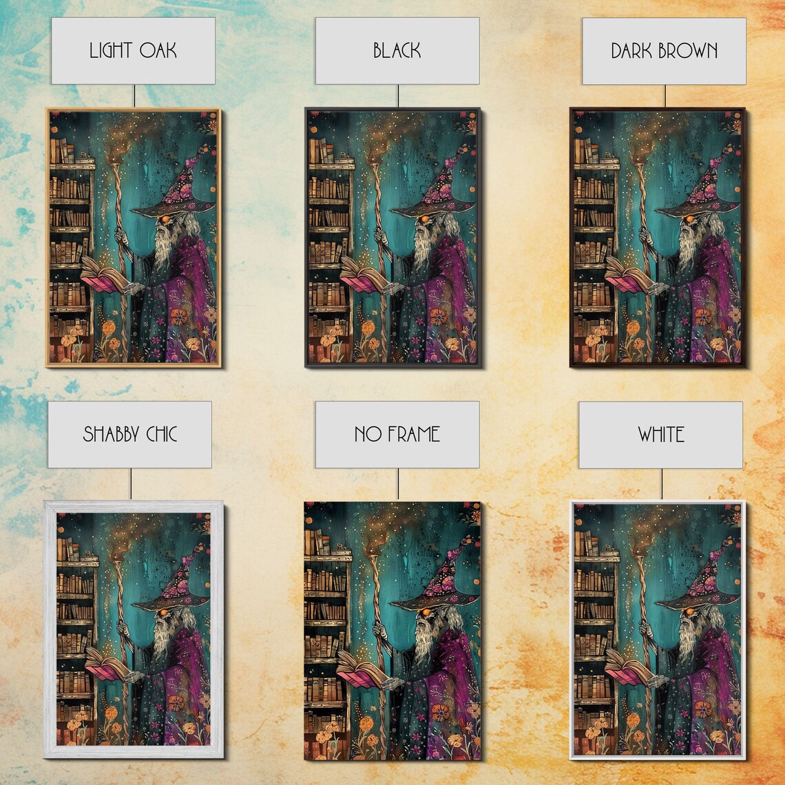 Halloween Eerie Wizard in Haunted Library, Gothic Art - Image 2