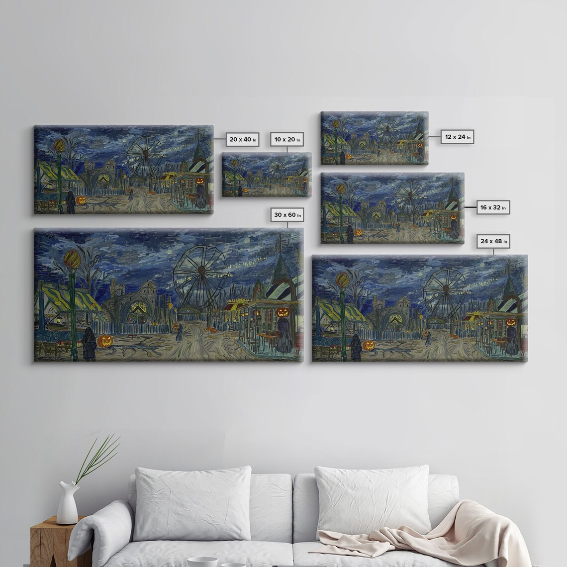 Starry Night Haunted Carnival Ferris Wheel Carousel Spooky Halloween Poster - Image 2