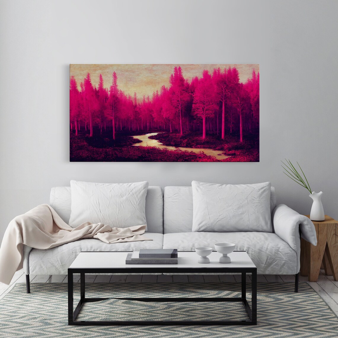 Fuchsia Forest Surreal Abstract Art Print - Image 3