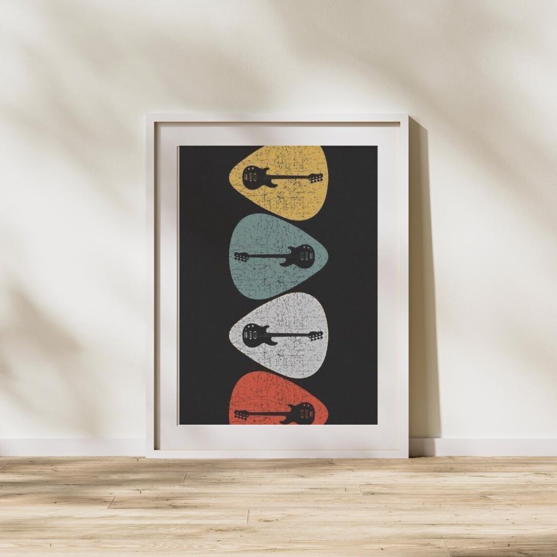 Retro Guitar Poster, Vintage Rock Music Wall Art