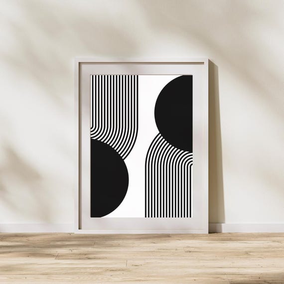 Modern Geometric Abstract Poster, Mid-Century Minimalist