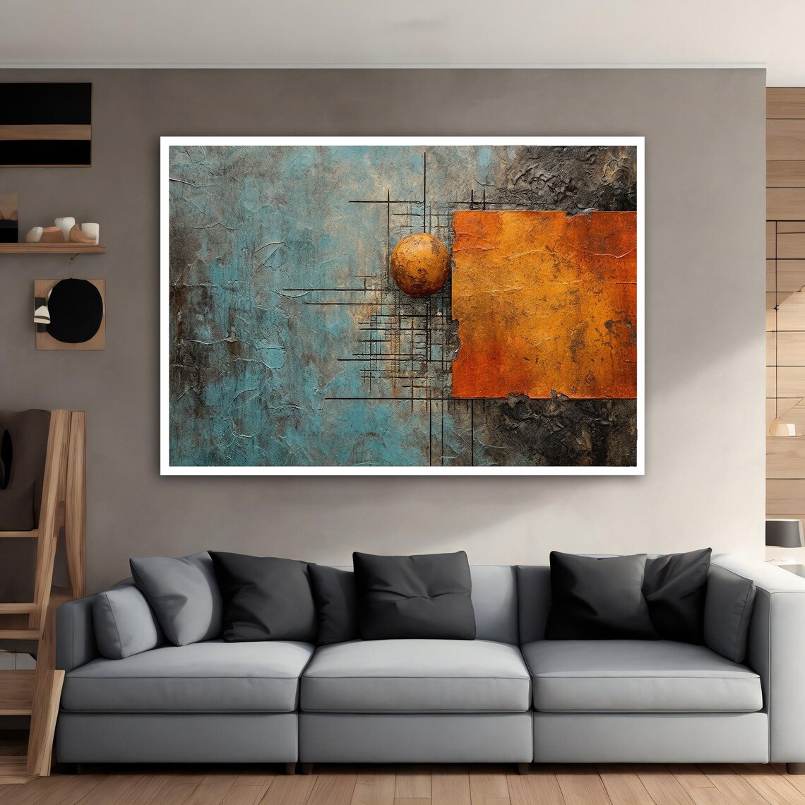Orange And Blue Abstract Print Abstract Art Orange And Blue Abstract Wall Art Modern Abstract Blue Wall Decor - Image 2