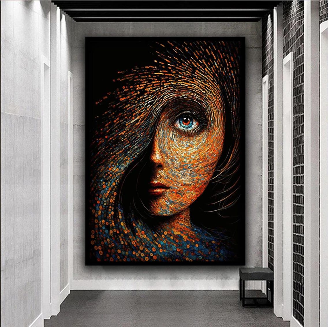 Surreal Woman Print Woman With A Mosaic Face Wall Art Blue Eyed Woman Art Colorful Surreal Girl Art Print Woman Home Art - Image 5