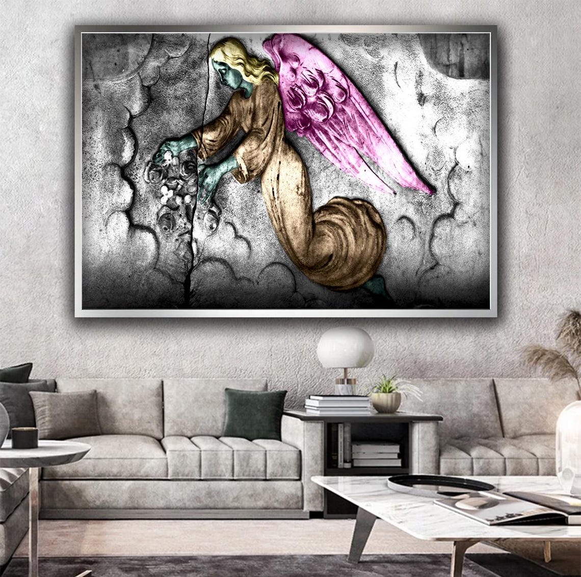 Pink Winged Angel Art Angel Painting Bold Colorful Angel Print Angel Woman Wall Art Gift For Friends Modern Home Decor - Image 4