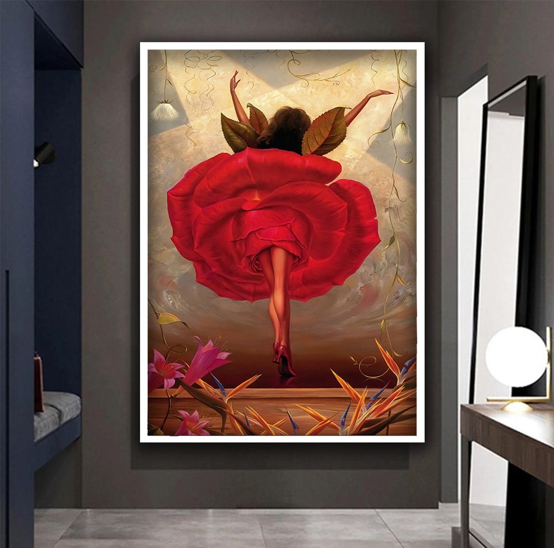 Vladimir Kush Flamenco Dancer Red Rose Dress Surreal Dance Poster - Image 3