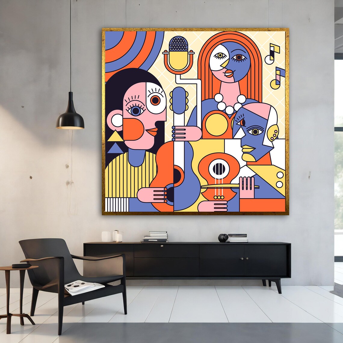 Cubist Jazz Musicians Abstract Colorful Music Band Pop Art Style Poster - Image 4