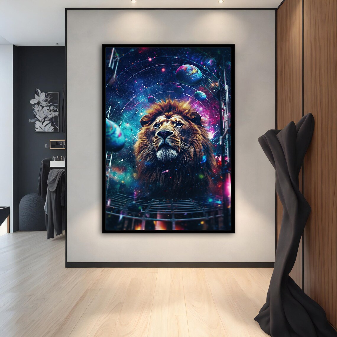 Cosmic Lion Galaxy Planets Nebula Stars Space Fantasy Animal Art Poster - Image 4