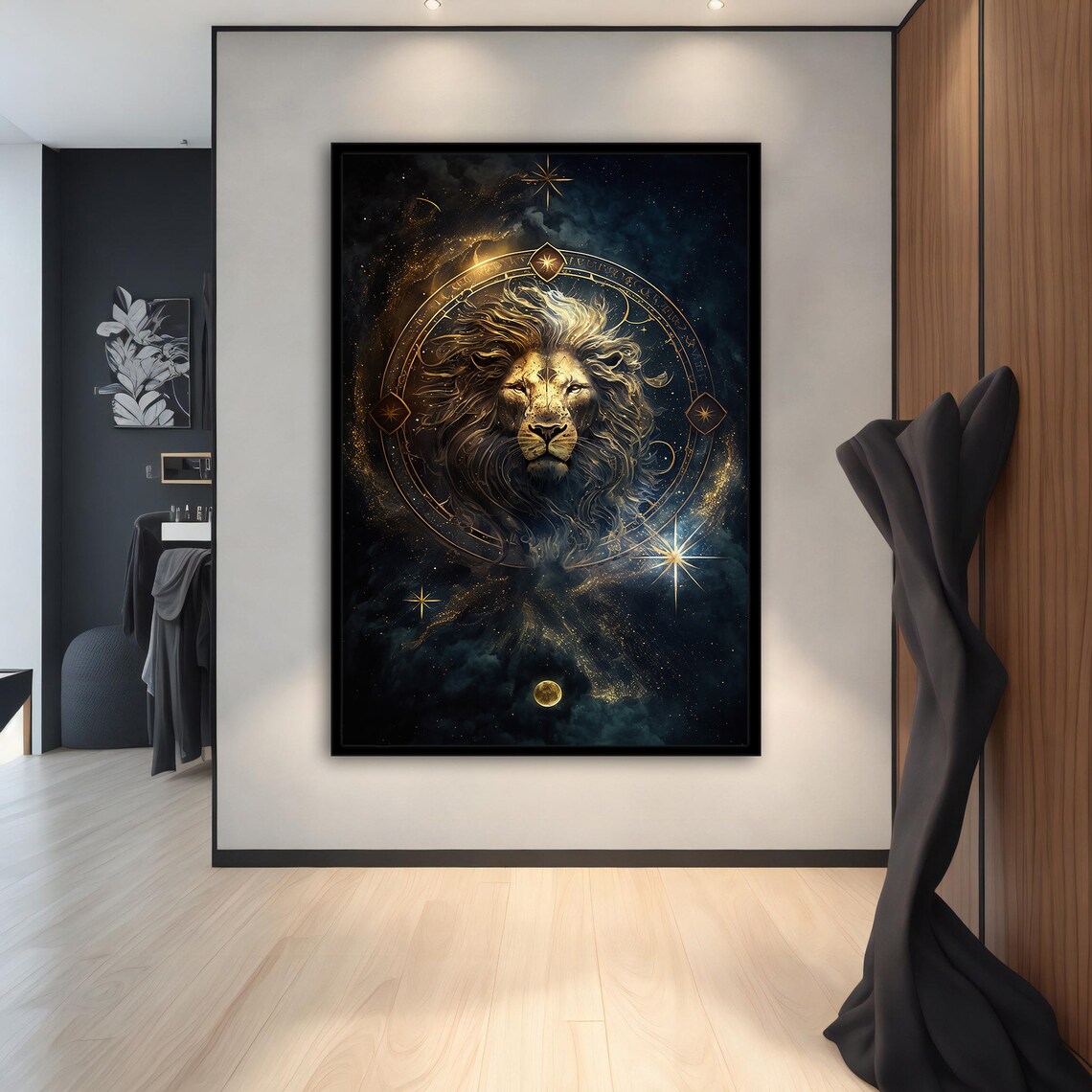 Golden Leo Zodiac Lion Night Sky Astrology Stars Animal Poster - Image 2