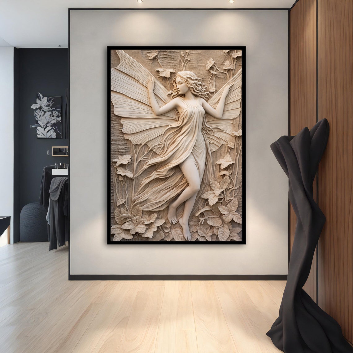 Sculpture Angel Painting Stone Woman Wall Art Angel Woman Wall Art Woman Art Modern Home Decor - Image 4