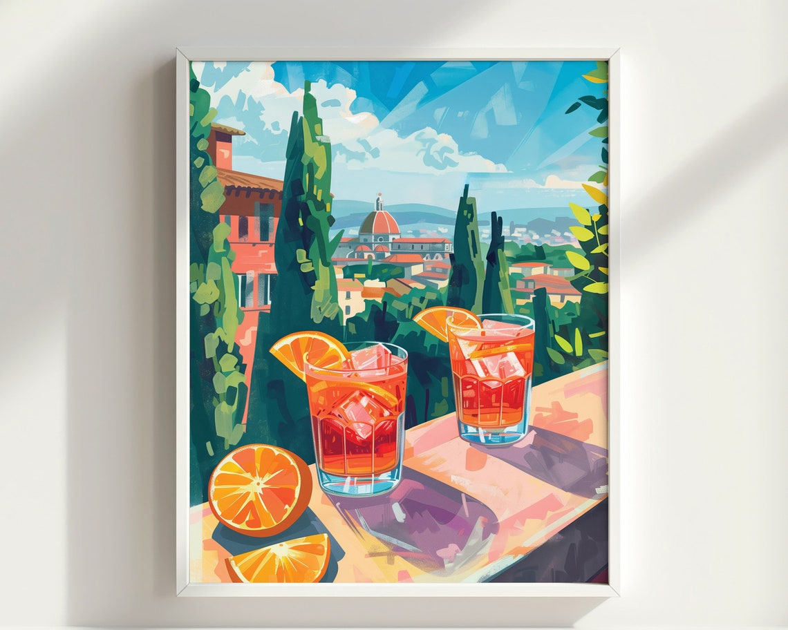 Negroni Cocktail Florence Terrace View Orange Italian Aperitif Poster - Image 3