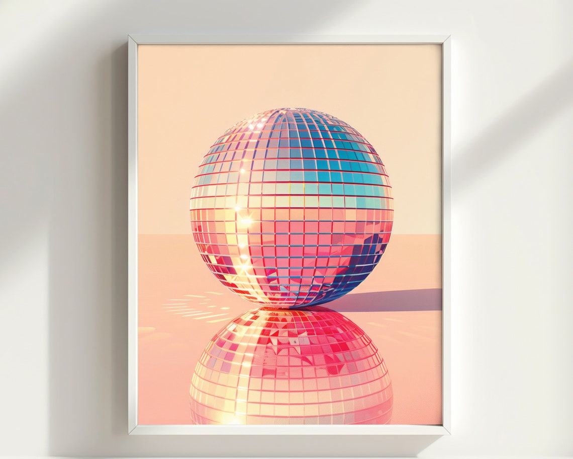Rainbow Disco Ball Prints Disco Ball Poster Trendy Disco Ball Wall Art Kitchen Wall Art Dining Room Prints Retro Wall Art - Image 4