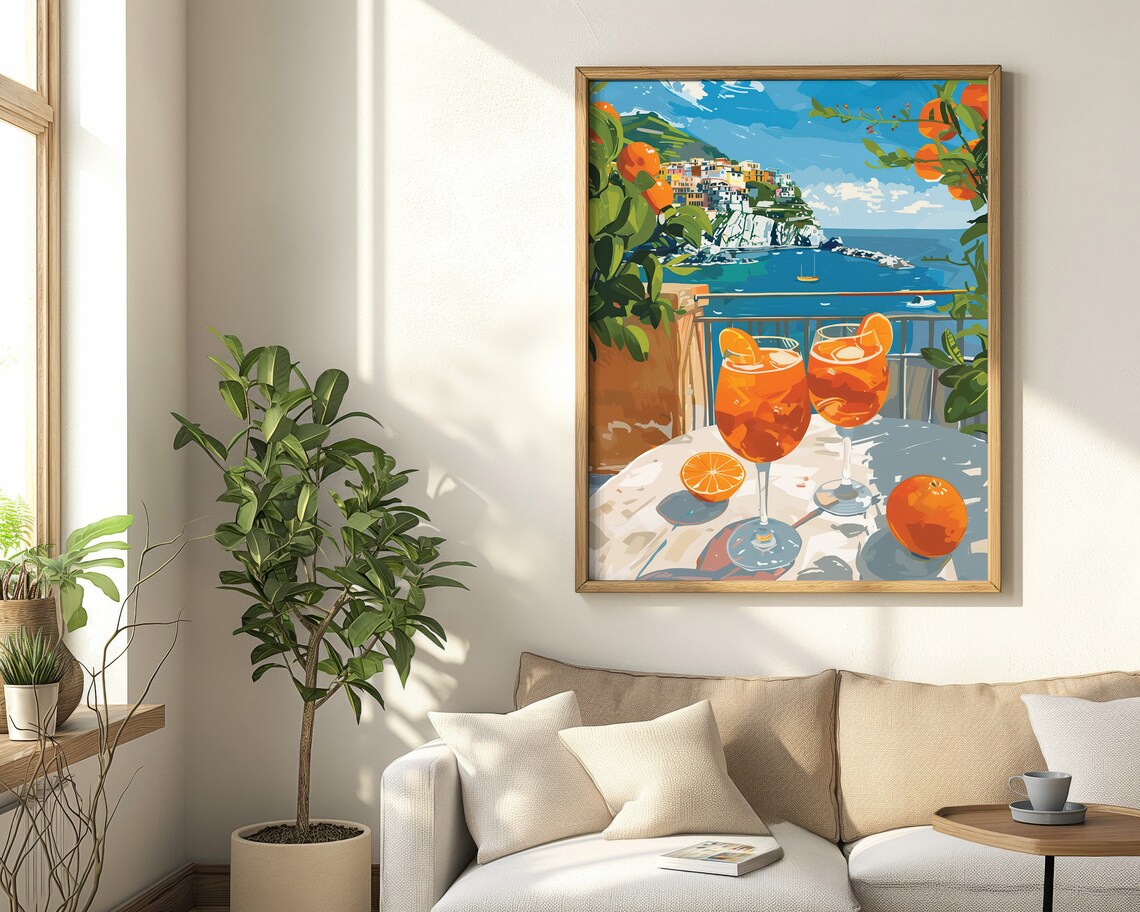 Aperol Spritz Italian Coastal Village Terrace Sea View Orange Summer Cocktail Poster - Image 4