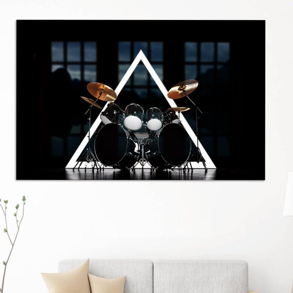 Drum Kit Glass Art Office Wall Gift For Musician Decor Contemporary Personalized Music Room Gifts