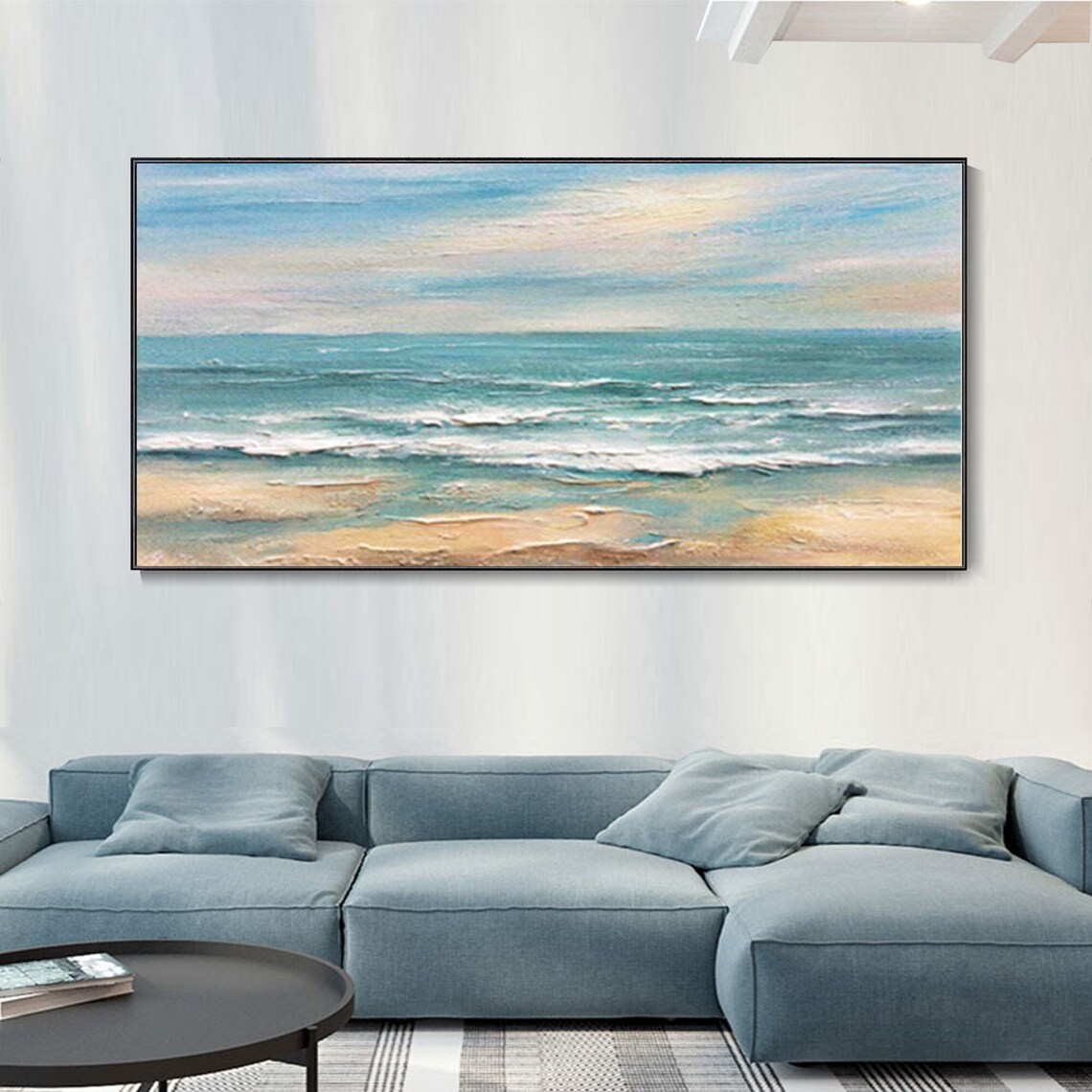 Ocean Seascape Oil Painting, Sunrise Landscape Art Print