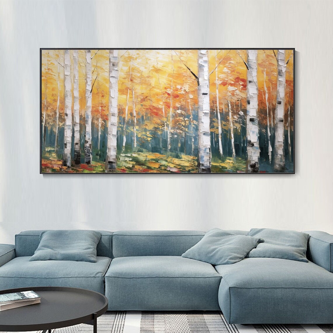 Autumn White Birch Trees Forest Landscape Art Print