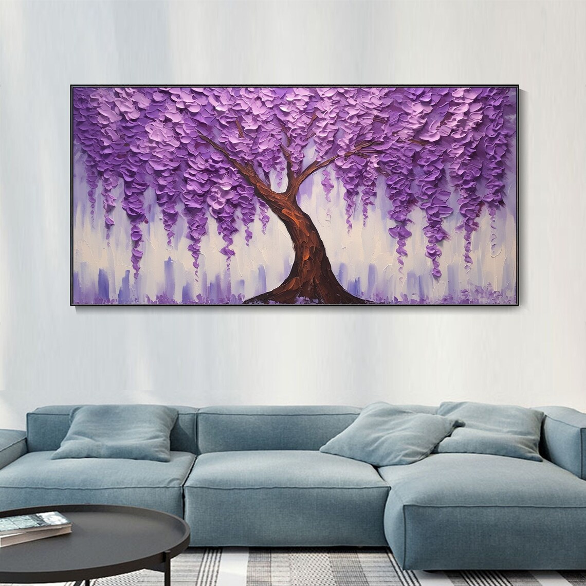 Custom Hand-Painted Purple Flower Tree Art Print