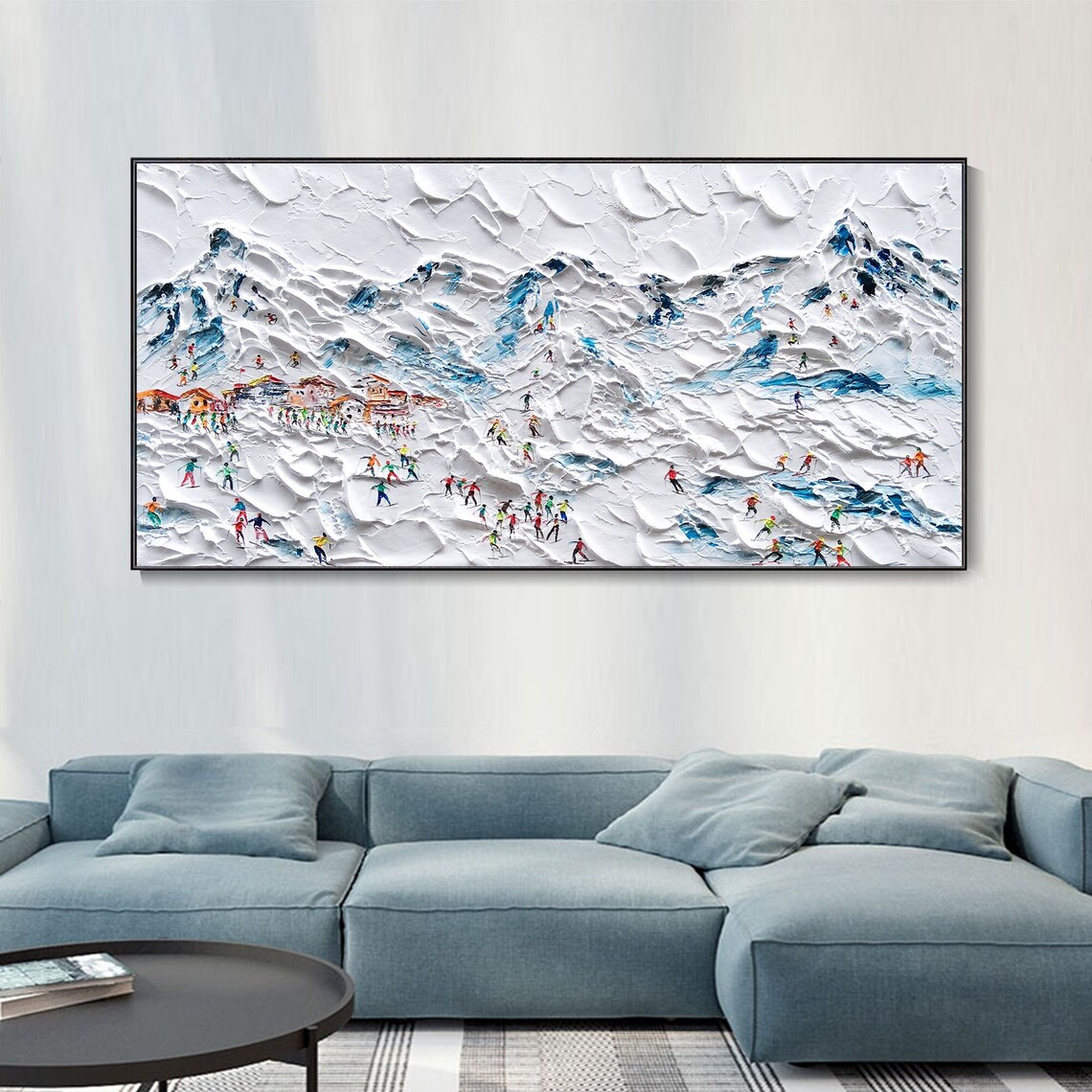 Winter Mountain Ski Race Theme Art Print, Christmas Gift