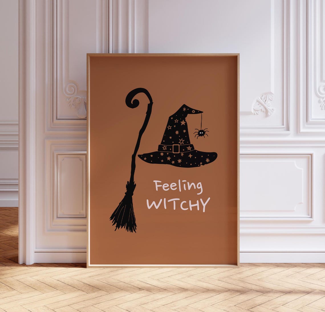 Feeling Witchy Starry Witch Hat Burnt Orange Halloween Poster - Image 3