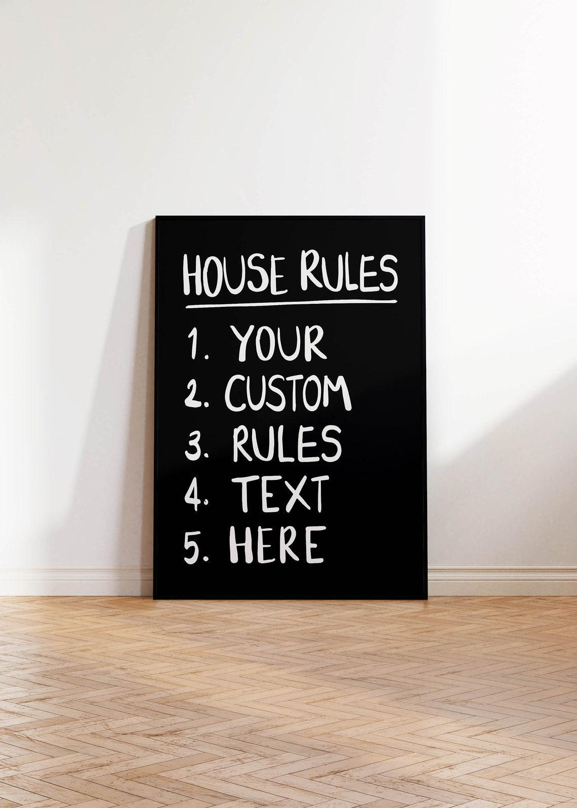Your Custom Home Rules Text Here Black Poster Trendy Customizable Handwritten For Your Home Design Your Own House Rules Poster - Image 2